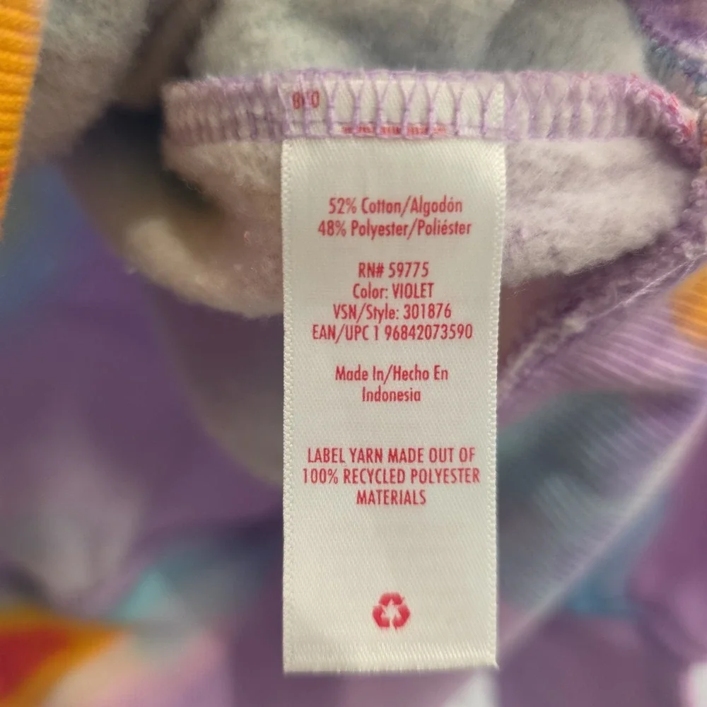 JUSTICE TYE DIE PURPLE SWEATSHIRT GIRLS SIZE XL 16/18 EXCELLENT